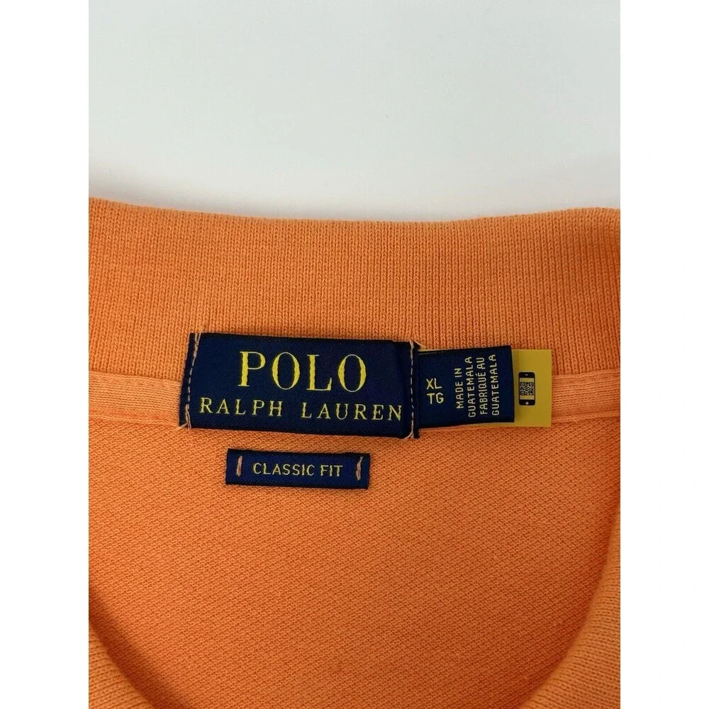 Polo Ralph Lauren Orange Short Sleeve‎ Classic Fit Polo Shirt Men's XL TG